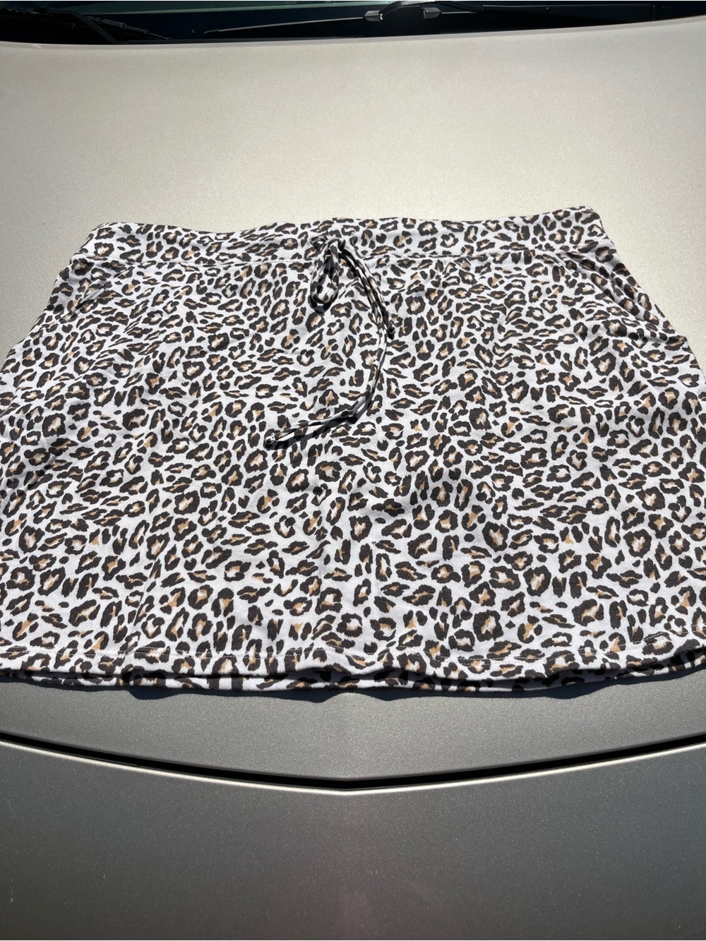 Nine West White Leopard Print knit Mini Skirt